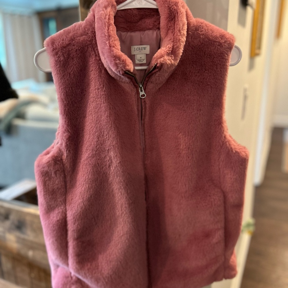 J. Crew Women’s Faux Fur Rose Pink Vest